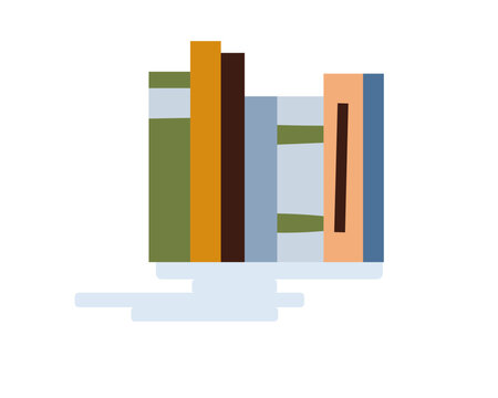 Compositions of paper books stacks standing. Geometric flat illustration.