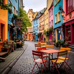 Colourful street in the town