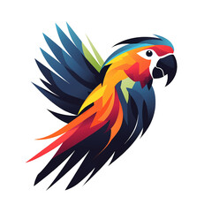 Fototapeta premium Paradise Bird Colored Parrot hummingbird canary Stylization Geometric Tattoo Logo Print