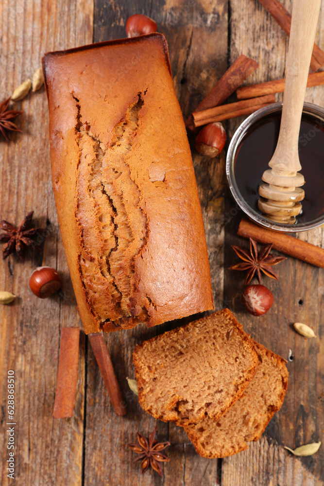 Canvas Prints gingerbread cake with spices and honey