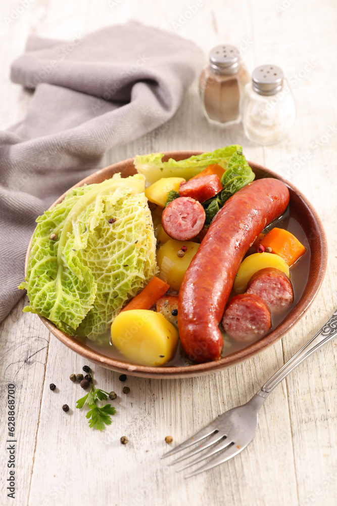 Wall mural vegetable and sausage stew - cabbage, potato and carrot