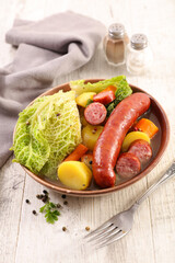 vegetable and sausage stew - cabbage, potato and carrot