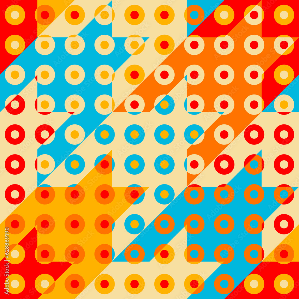 Aufkleber abstract geometric retro polka dot background. patchwork style.