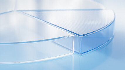 Pie Chart business concept: acrylic physical pie chart with selective focus