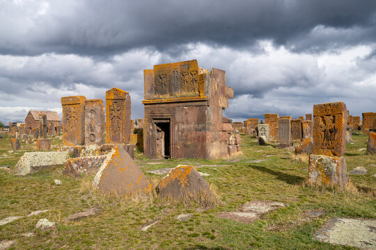 Armenia, ancient Noratus cemetery, he largest surviving cemetery with khachkars (Armenian traditional cross-stones) , the oldest are dated back to the 10-th century