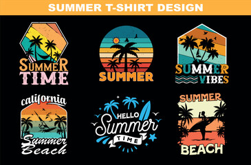 6 of Set Summer Vector T-shirt Design for panting. Vector illustration design.