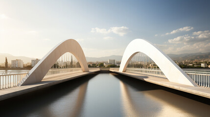 Obraz premium A bridge connecting two nations, symbolizing the importance of communication and cooperation for peace Generative AI