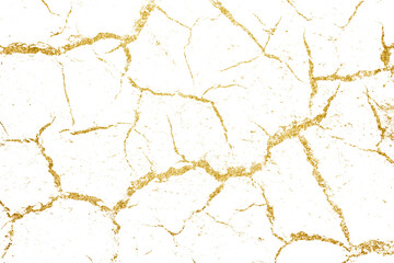 Golden cracks, fissure isolated on transparent background, png file format.