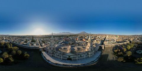 Fototapeta premium Aerial view of the city of Arequipa from the Plaza de Armas.