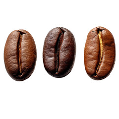 Three coffee beans with no background