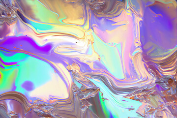 Generative AI. Abstract pearly holographic psychedelic texture. Liquid paint surface imitation. . Aspect ratio 3:2