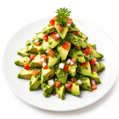 Peruvian ceviche of Christmas tree shape isolated on white background 