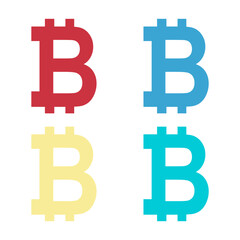 Set of Bitcoin web coin, internet electronic crypto design symbol, digital pay vector illustration