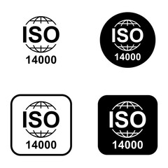 Set of Iso 14000 icon. Environmental Management. Standard quality symbol. Vector button sign isolated on white background