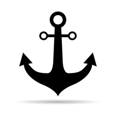 Anchor marine old shadow icon, ship security object element, vector illustration design web