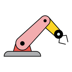 Mechanical robot arm machine icon, technology hydraulic robotic hand, vector illustration