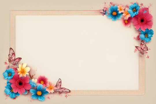 flower Picture border frame, card Generative AI