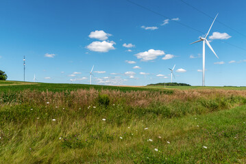 Fototapeta premium Wind Turbines Operating On The Niagara Escarpment In Wisconsin