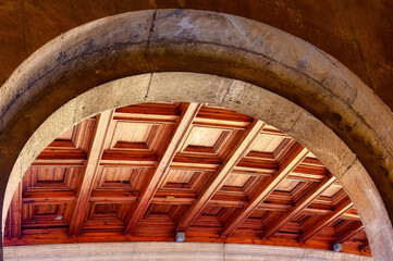 Arch door in the medieval castle of Charles V, Alhambra, Spain