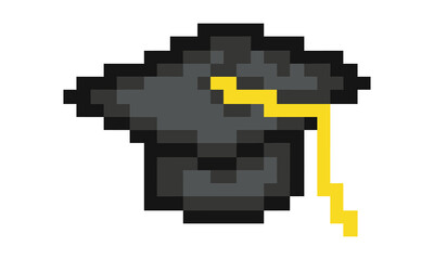Obraz premium Graduation hat or cap. Toga pixel art