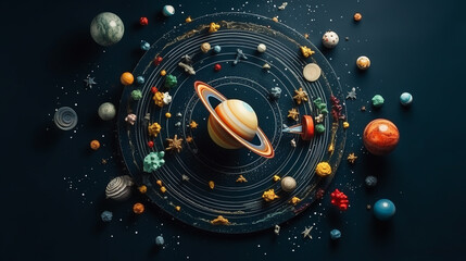 Celestial Ballet: Planets in Harmonious Orbit Around the Sun