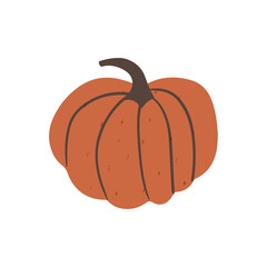 Orange hand drawing pumpkin vegetable flat icon