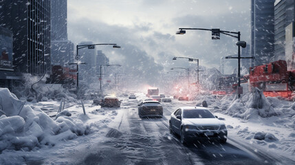 A digital simulation showcasing safety protocols during extreme weather conditions Generative AI