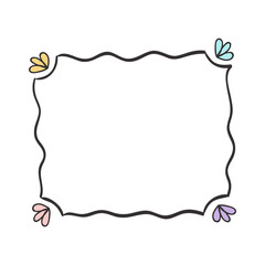 Hand drawn set of simple frame and border with different shapes: heart, square, oval. Cute isolated vector illustration for your banner design. Doodle sketch style. Hand drawn line frame.