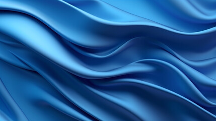 Fototapeta premium smooth elegant wavy blue silk or satin luxury cloth, generative ai