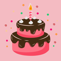 birthday cake with various flavors complete with birthday candles