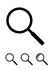 Magnifying glass icon, vector magnifier or loupe sign.