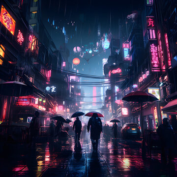 Paisaje nocturno estilo "Blade Runner"