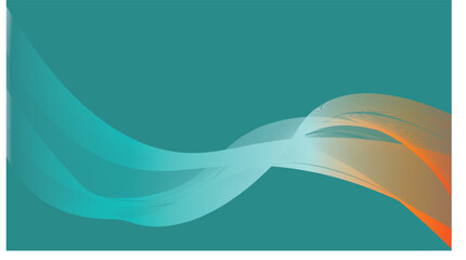 abstract wavy flow pattern with smooth orange lines with green tosca color and background