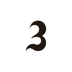 number 3 letter b simple curves geometric logo vector