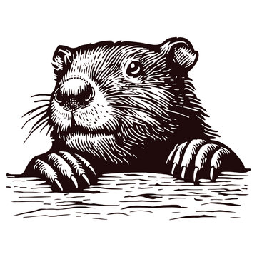 beaver and wood illustration