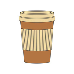 Paper coffee cup. Takeaway coffee or tea concept. Isolated vector illustration 