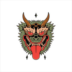 green dragon tattoo vector design