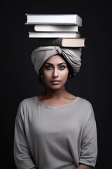 Educated Woman With A Headload Of Knowledge Fictional Character Created By Generative AI