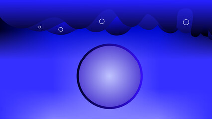 Ocean pearl frame placeholder over gradient blue waves background.