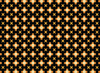 Fabric pattern, graphic, yellow on black background geometric abstract tribal vector illustration background wallpaper textile print retro decor vintage classic tiled rug