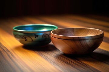 Decorative Bowl Sets - Handmade wooden bowls in a natural finish Created By Generated AI.