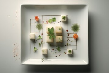 Aesthetically Pleasing Dish with assorted food items Created By Generated AI.