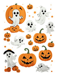 orange pumpkin and  ghost funny and cute halloween graphic