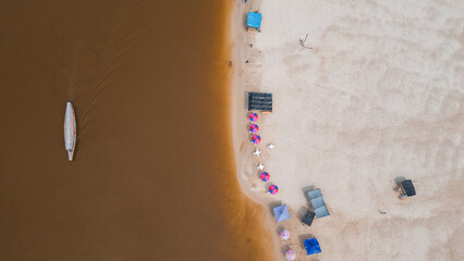 AMAZON BEACHES OF WHITE SAND, SEASON OF AMAZON BEACHES IN THE AMAZON JUNGLE OF PERU, THE CITY OF...