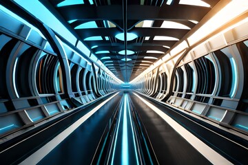 Futuristic tunnel - 3d rendering.Ai generated