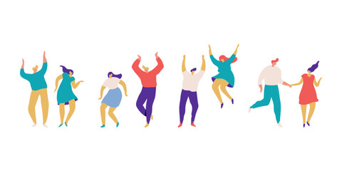 Vector illustration of happy people cartoon with white background 