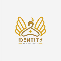 Laundry Logo or Clothing Logo Hanger Shape and Two Wings Resembling a Swan