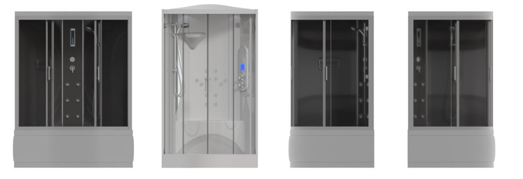 shower cabin isolated on white background, 3D illustration, cg render