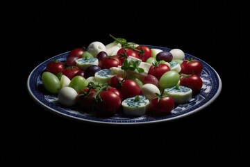 Fototapeta premium Fresh and Colorful Fruits and Vegetables on a Plate