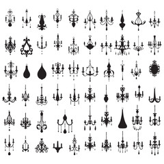 A set of house decoration candlestick silhouette vector illustration